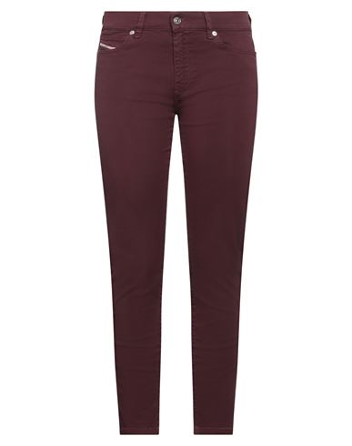 Diesel Woman Pants Burgundy Size 25w-32l Cotton, Polyester, Elastane In Red