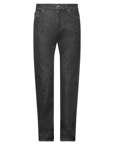 Shop Versace Man Jeans Black Size 30 Cotton, Elastane, Calfskin