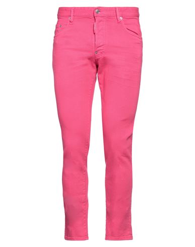 DSQUARED2 DSQUARED2 MAN DENIM PANTS FUCHSIA SIZE 26 COTTON, ELASTANE