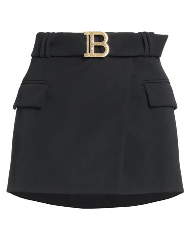 BALMAIN BALMAIN WOMAN MINI SKIRT BLACK SIZE 8 WOOL