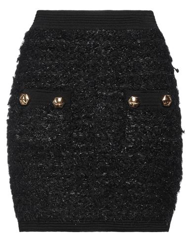 Balmain Woman Mini Skirt Black Size 6 Polyamide, Viscose, Virgin Wool, Polyester, Polyurethane