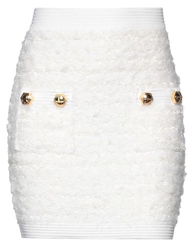 Balmain Woman Mini Skirt Off White Size 8 Polyamide, Viscose, Virgin Wool, Polyester, Polyurethane