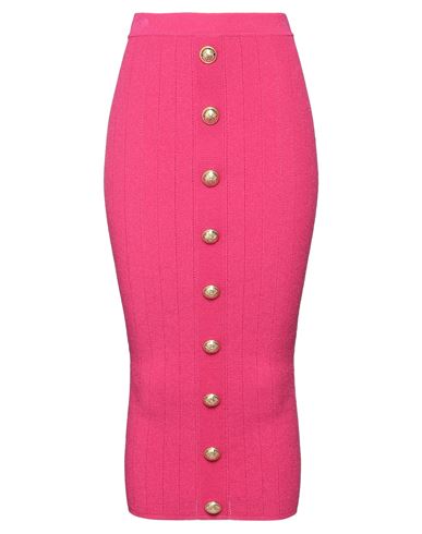 Shop Balmain Woman Midi Skirt Fuchsia Size 6 Viscose, Polyester, Polyamide, Elastane In Pink