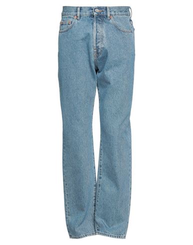 Valentino Garavani Man Jeans Blue Size 32 Cotton, Bovine Leather
