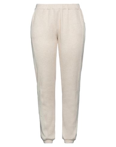 Ean 13 Woman Pants Cream Size 14 Viscose, Polyamide, Polyester In White