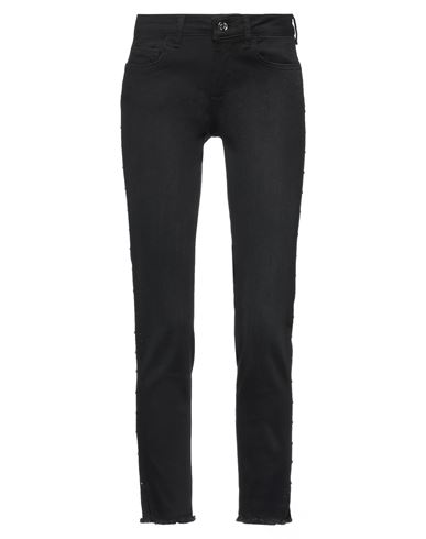 Liu •jo Woman Jeans Black Size 28w-28l Viscose, Cotton, Modal, Polyester, Elastane In Animal Print