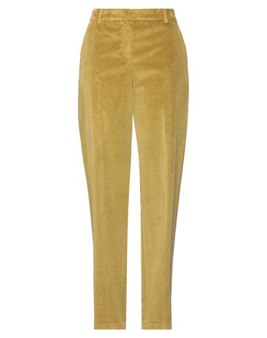 Pt Torino Woman Pants Mustard Size 8 Cotton, Linen, Elastane In Yellow