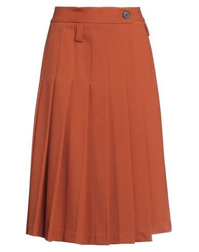 Solotre Woman Midi Skirt Rust Size 10 Polyester, Wool, Elastane In Red