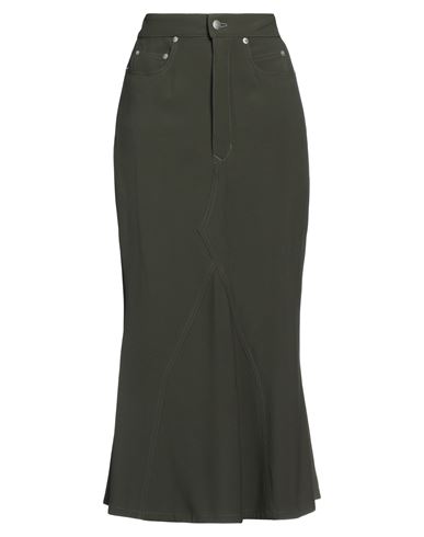 Rick Owens Woman Midi Skirt Military Green Size 8 Viscose, Acetate