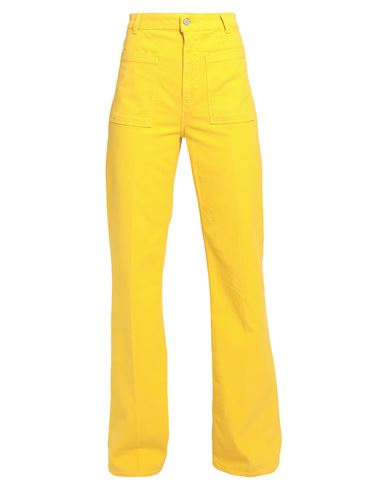 Dondup Woman Pants Yellow Size 26 Cotton, Elastane