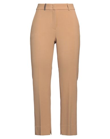 Peserico Woman Pants Camel Size 12 Polyester, Viscose, Cotton, Elastane In Beige