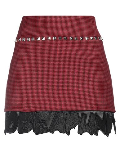 John Richmond Woman Mini Skirt Red Size 28 Wool, Polyester, Acrylic, Acetate, Nylon