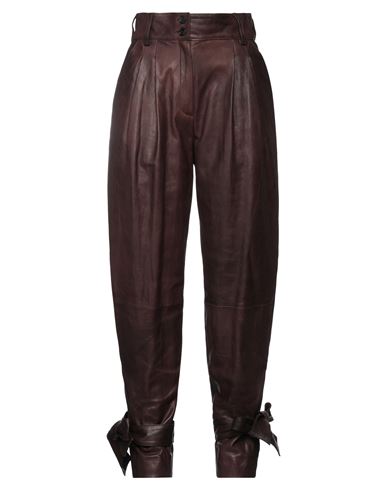 Dolce & Gabbana Woman Pants Cocoa Size 6 Lambskin, Polyester In Brown