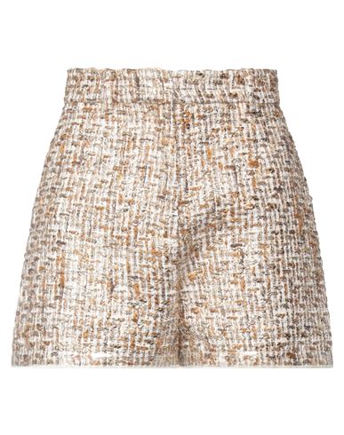 Shop Giambattista Valli Woman Shorts & Bermuda Shorts Gold Size 6 Acrylic, Linen, Polyester, Cotton, Poly