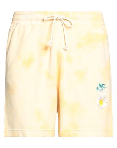 Nike Man Shorts & Bermuda Shorts Light Yellow Size M Cotton, Polyester