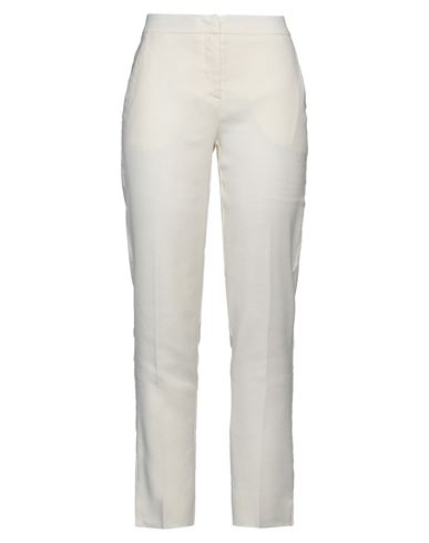 Carla Montanarini Woman Pants Cream Size 6 Linen, Polyester, Viscose, Elastane In White