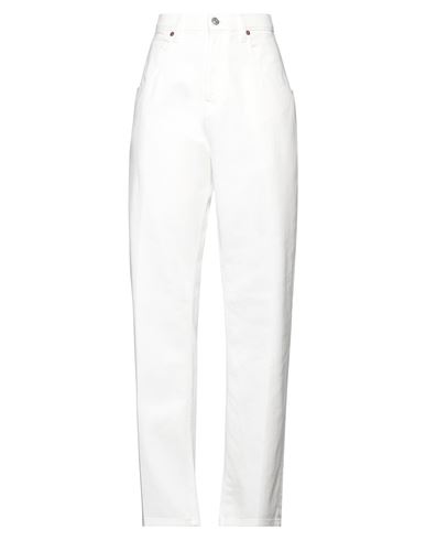 Victoria Beckham Woman Jeans Off White Size 28 Cotton, Soft Leather