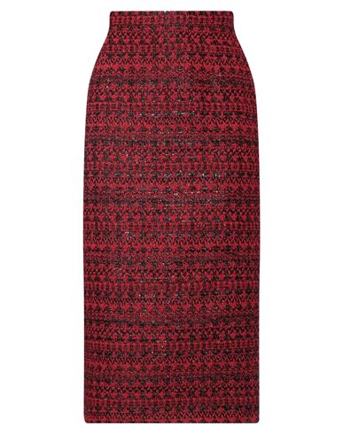 Alessandra Rich Woman Midi Skirt Red Size 10 Synthetic Fibers, Virgin Wool, Cotton, Metallic Polyest