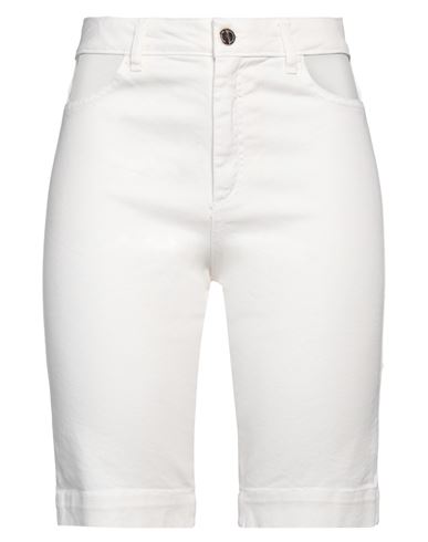 Les Bourdelles Des Garçons Woman Denim Shorts Off White Size 10 Cotton, Elastane