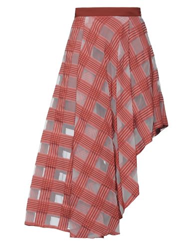 Hanita Woman Midi Skirt Rust Size 6 Cotton, Nylon In Red