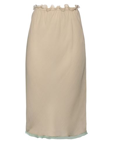 Fendi Woman Midi Skirt Sand Size 6 Silk In Beige