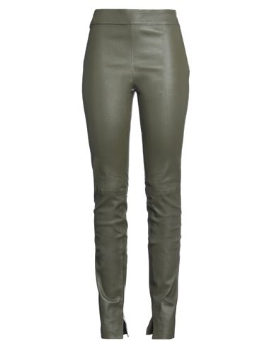 Helmut Lang Woman Pants Military Green Size 6 Lambskin