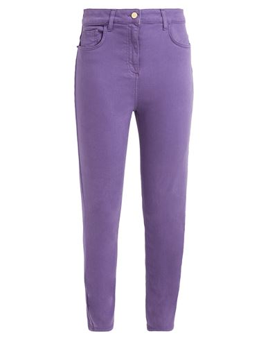 Elisabetta Franchi Woman Jeans Purple Size 32 Cotton, Elastomultiester, Elastane