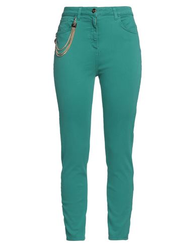 Elisabetta Franchi Woman Jeans Emerald Green Size 32 Cotton, Elastomultiester, Elastane In Green