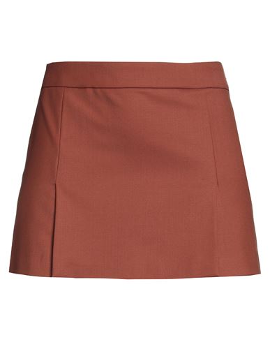 Federica Tosi Woman Mini Skirt Tan Size 8 Polyester, Virgin Wool, Elastane In Brown