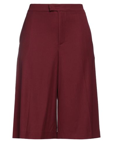 Twinset Woman Shorts & Bermuda Shorts Burgundy Size 8 Viscose, Wool, Elastane In Red