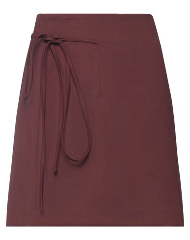 Erika Cavallini Woman Mini Skirt Brown Size 10 Polyester, Virgin Wool, Elastane