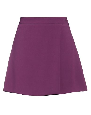 Ottod'ame Woman Mini Skirt Purple Size 6 Polyester, Viscose, Elastane
