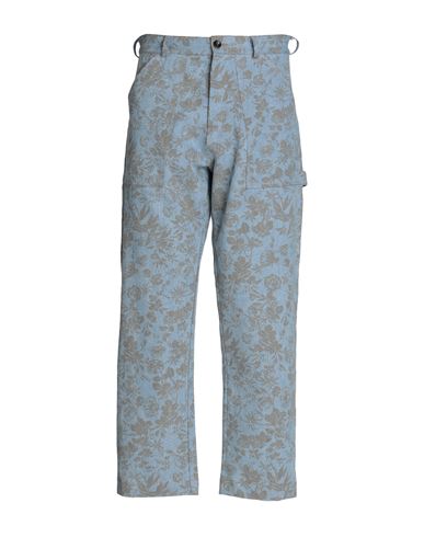 Lc23 Work Printed Denim Trousers Man Denim Pants Blue Size 36 Cotton