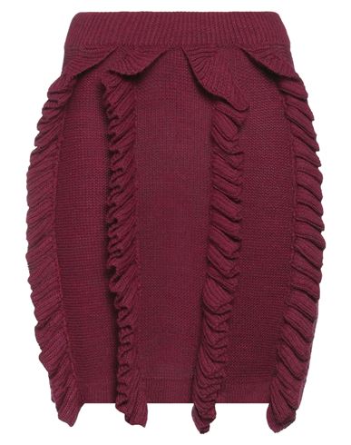 Jijil Woman Mini Skirt Deep Purple Size 4 Acrylic, Virgin Wool In Red