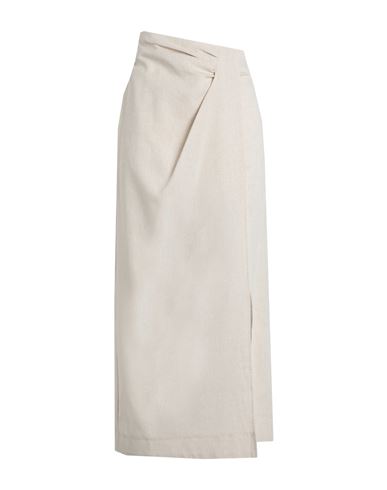 Topshop Woman Maxi Skirt Beige Size 12 Polyester, Viscose, Linen, Cotton