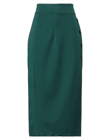Haveone Woman Midi Skirt Dark Green Size S Polyester, Viscose, Elastane