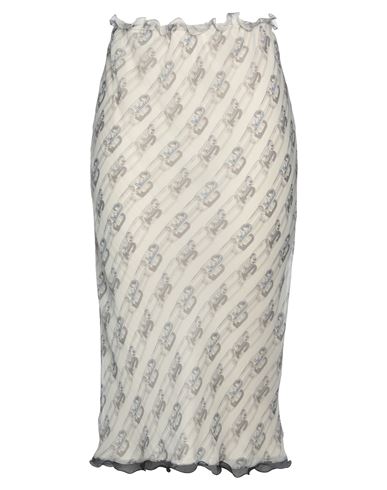 Fendi Woman Midi Skirt Light Grey Size 6 Silk