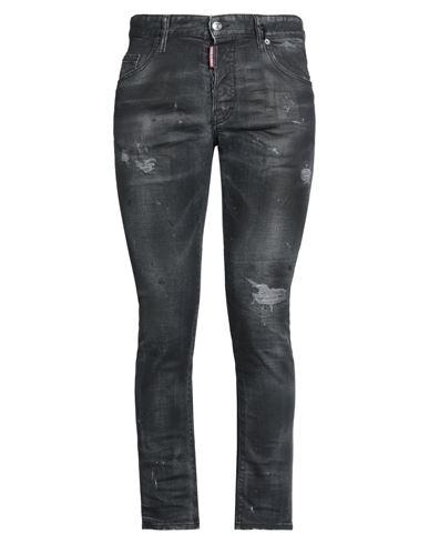 Dsquared2 Man Jeans Black Size 40 Cotton, Elastane, Bovine Leather, Brass