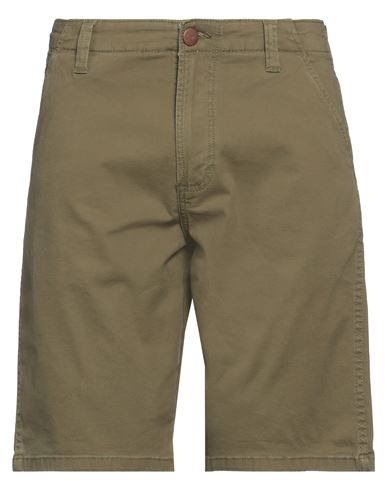 Shop Wrangler Man Shorts & Bermuda Shorts Military Green Size 33 Cotton, Elastane