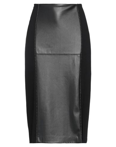 Clips Woman Midi Skirt Black Size 14 Viscose, Polyamide, Elastane, Polyester, Polyurethane