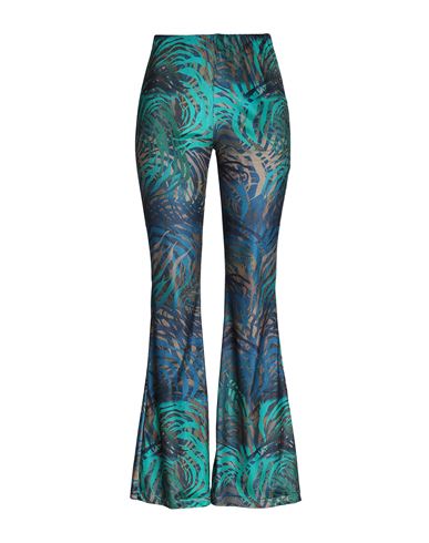 8 By Yoox Printed Velvet High-waist Pants Woman Pants Pastel Blue Size 12 Polyester