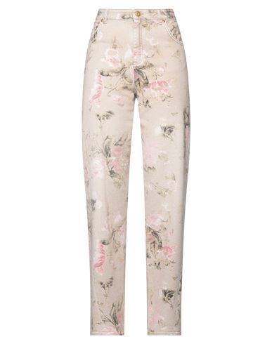 Blumarine Woman Denim Pants Beige Size 6 Cotton, Elastane