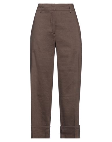 SEVENTY SERGIO TEGON SEVENTY SERGIO TEGON WOMAN PANTS DARK BROWN SIZE 6 LINEN, VISCOSE, ELASTANE