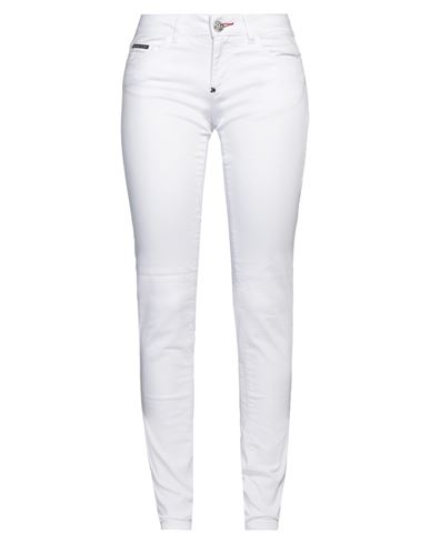 Philipp Plein Woman Jeans White Size 27 Cotton, Elastomultiester, Elastane, Polyester
