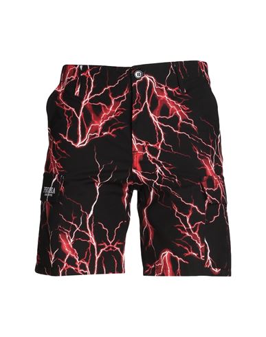 Phobia Archive Black Cargo Shorts With Red All Over Lightning Man Shorts & Bermuda Shorts Black Size
