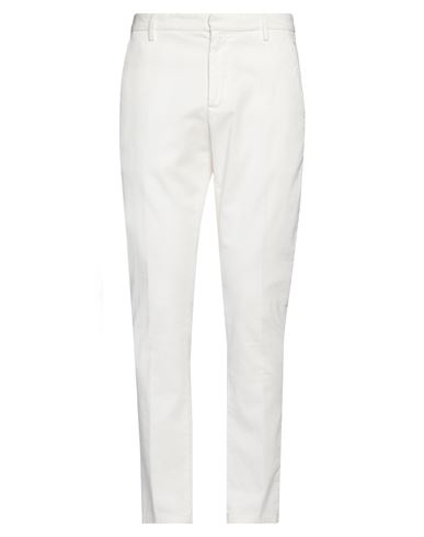 Shop Dondup Man Pants Off White Size 36 Cotton, Elastane