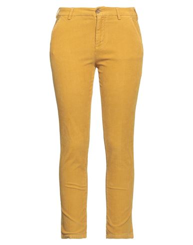 40weft Woman Pants Mustard Size 4 Cotton, Elastane In Yellow