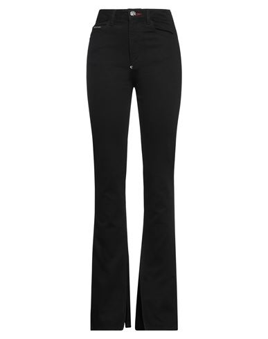 Philipp Plein Woman Jeans Black Size 27 Cotton, Calfskin