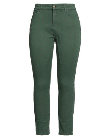 Manila Grace Woman Pants Dark Green Size 8 Cotton, Polyester, Elastane