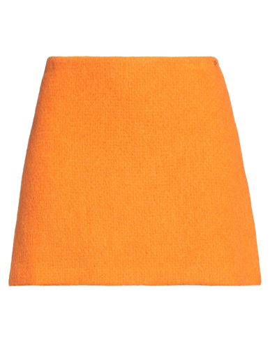 Ottod'ame Woman Mini Skirt Orange Size 0 Wool, Polyamide, Mohair Wool
